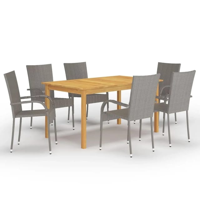 vidaXL 7-tlg Garten-Essgruppe Grau Modell 4
