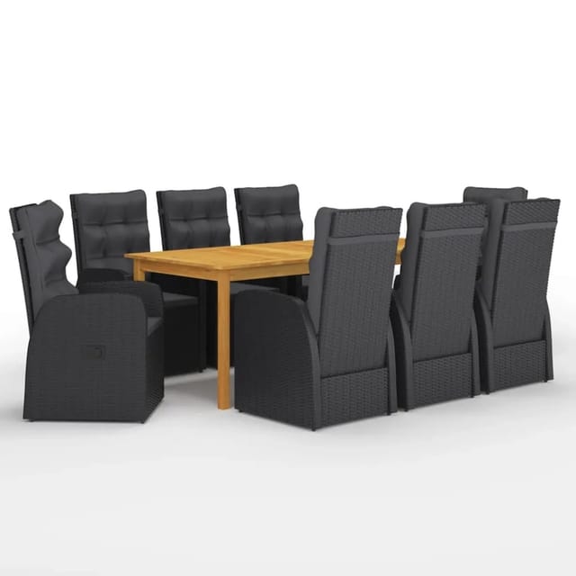 vidaXL 9-tlg Garten-Essgruppe Schwarz Modell 8