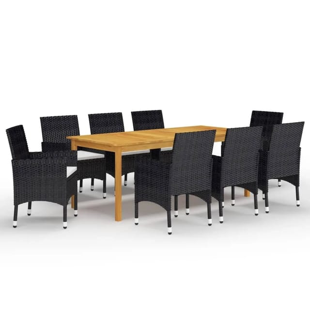 vidaXL 9-tlg Garten-Essgruppe Schwarz Modell 3