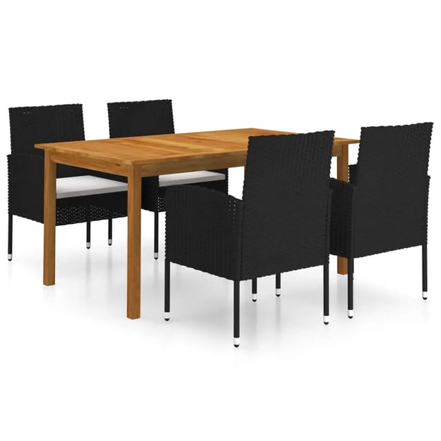 vidaXL 5-tlg Garten-Essgruppe Schwarz Modell 30