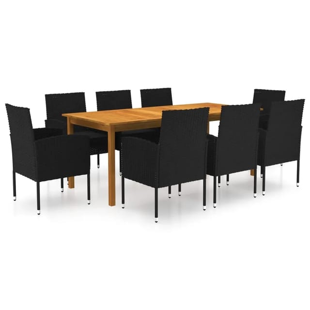 vidaXL 9-tlg Garten-Essgruppe Schwarz Modell 15