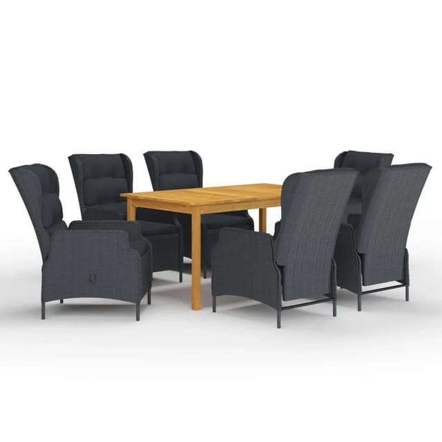 vidaXL 7-tlg Garten-Essgruppe Dunkelgrau Modell 1