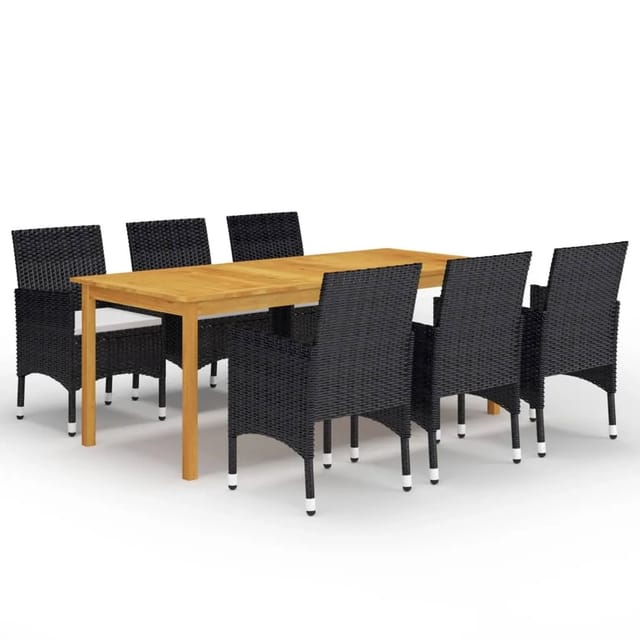 vidaXL 7-tlg Garten-Essgruppe Schwarz Modell 16