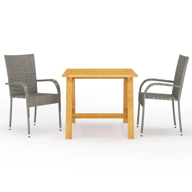 vidaXL 3-tlg Garten-Essgruppe Grau Modell 11