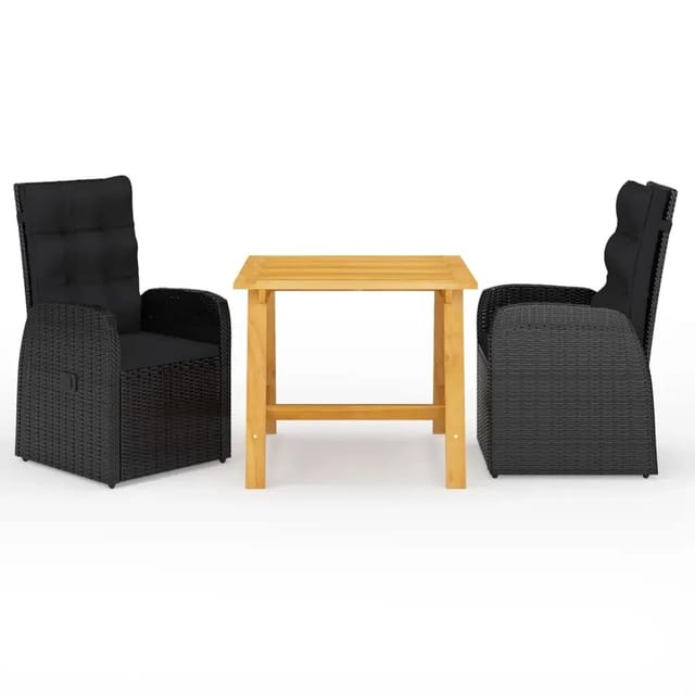 vidaXL 3-tlg Garten-Essgruppe Schwarz Modell 20