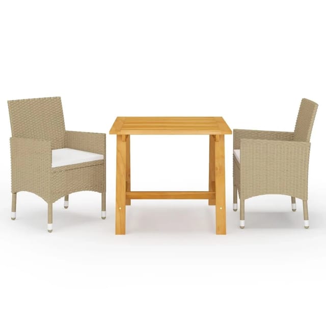 vidaXL 3-tlg Garten-Essgruppe Beige Modell 2
