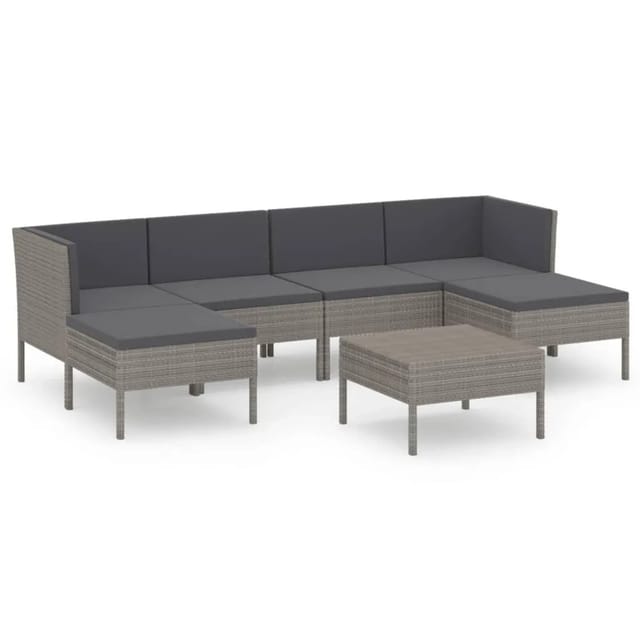 vidaXL 7-tlg Garten-Lounge-Set mit Auflagen Poly Rattan Grau Modell 5