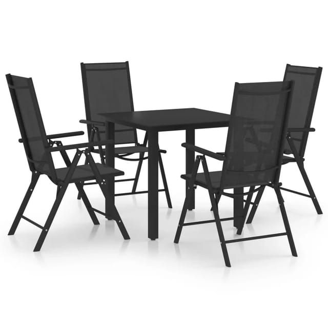 vidaXL 5-tlg Garten-Essgruppe Aluminium Schwarz Modell 3