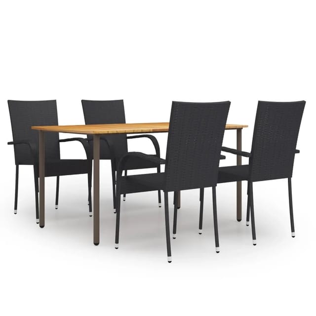 vidaXL 5-tlg Garten-Essgruppe Poly Rattan Schwarz Modell 15