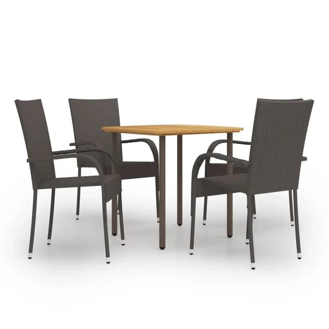 vidaXL 5-tlg Garten-Essgruppe Poly Rattan Braun Modell 1