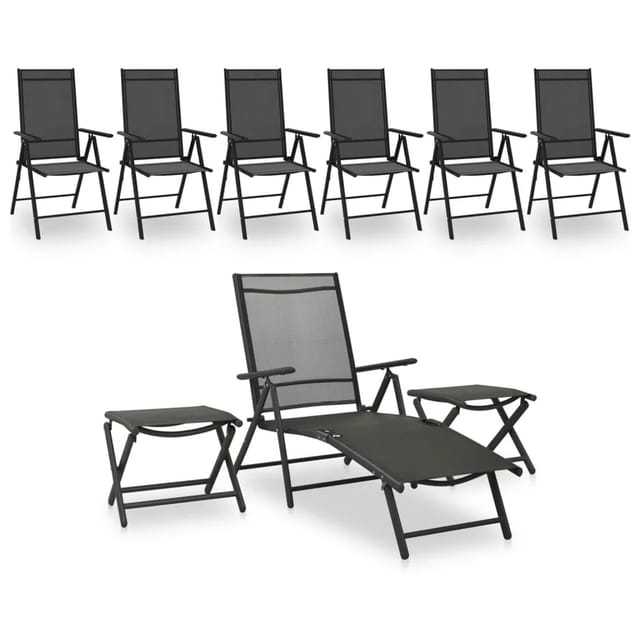 vidaXL 9-tlg Garten-Lounge-Set Schwarz und Anthrazit