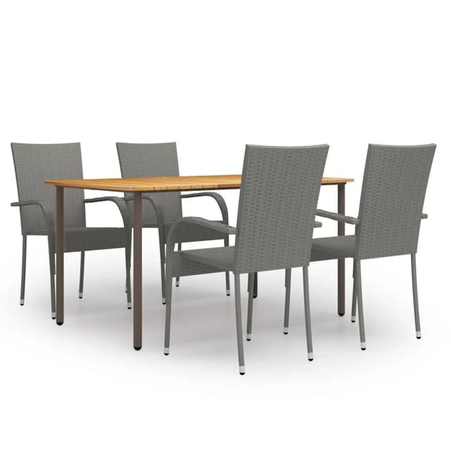 vidaXL 5-tlg Garten-Essgruppe Poly Rattan Grau Modell 7