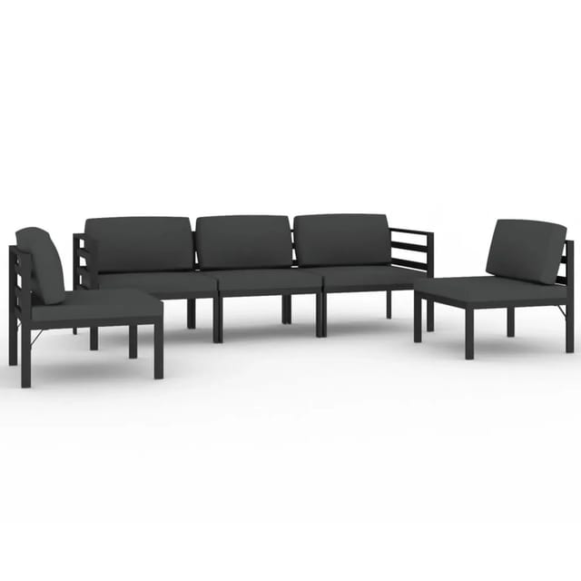 vidaXL 5-tlg Garten-Lounge-Set mit Kissen Aluminium Anthrazit Modell 5