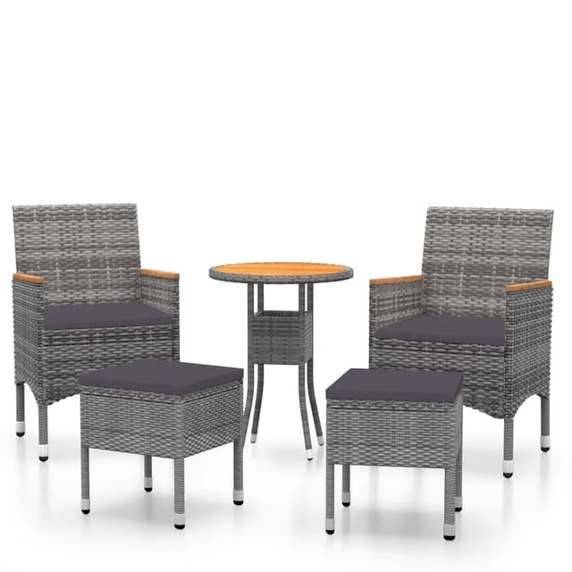 vidaXL 5-tlg Garten-Lounge-Set Poly Rattan Grau Modell 6