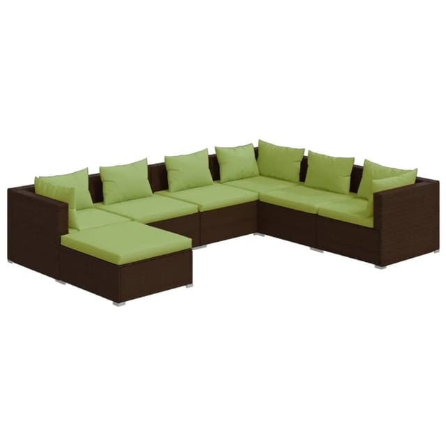 vidaXL 7-tlg Garten-Lounge-Set mit Kissen Poly Rattan Braun Modell 27
