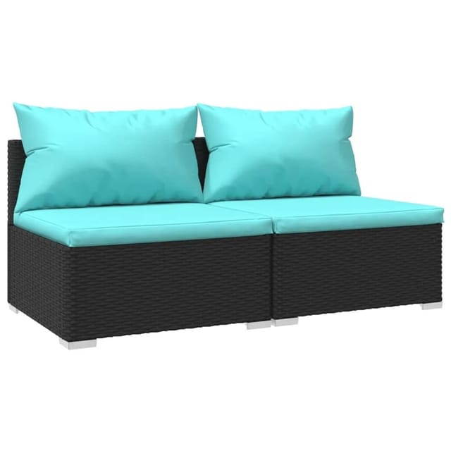 vidaXL 2-tlg Garten-Lounge-Set mit Kissen Poly Rattan Schwarz Modell 6