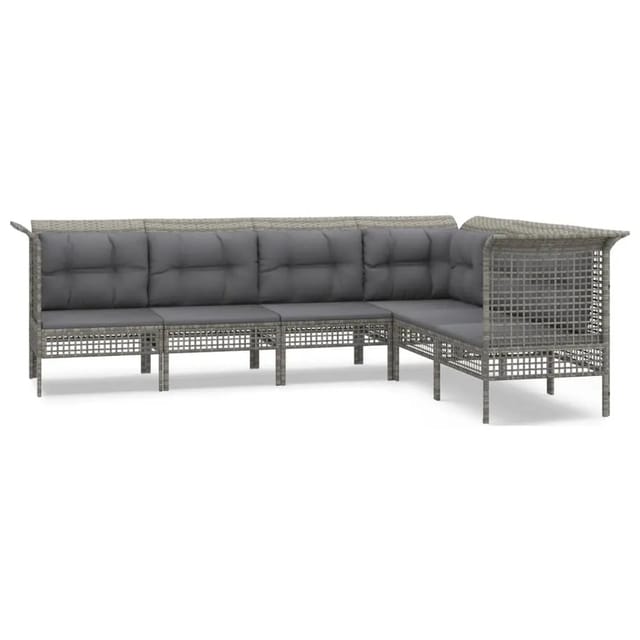vidaXL 6-tlg Garten-Lounge-Set mit Kissen Grau Poly Rattan Modell 54