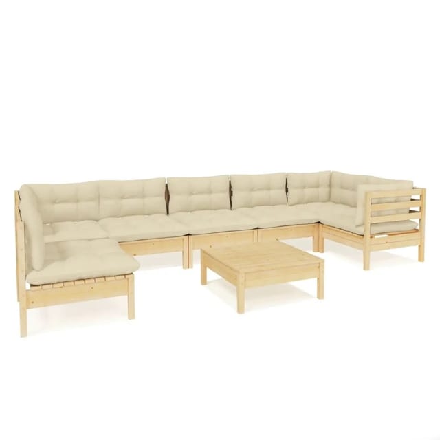 vidaXL 8-tlg Garten-Lounge-Set mit Creme Kissen Kiefernholz Modell 8