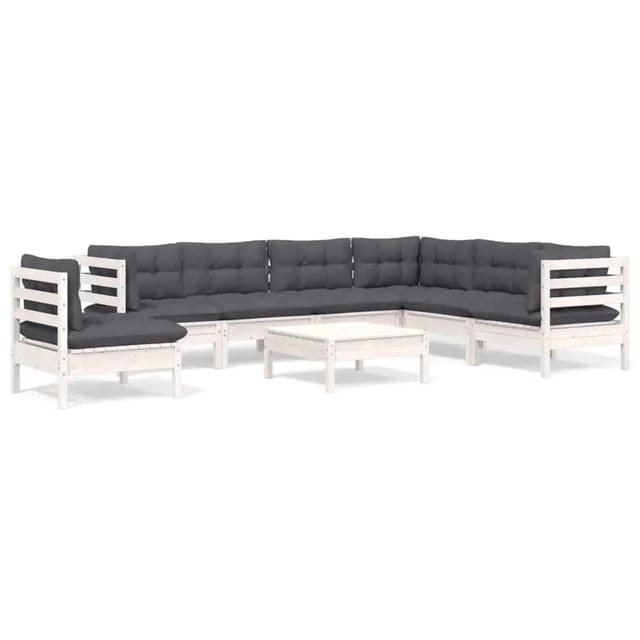 vidaXL 8-tlg Garten-Lounge-Set mit Kissen Weiß Kiefer Massivholz Modell 21
