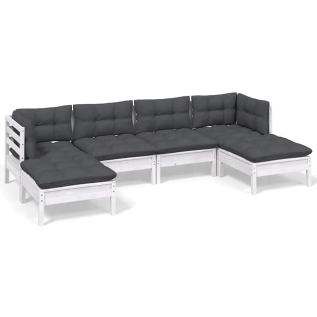 vidaXL 6-tlg Garten-Lounge-Set mit Kissen Weiß Kiefernholz Modell 8