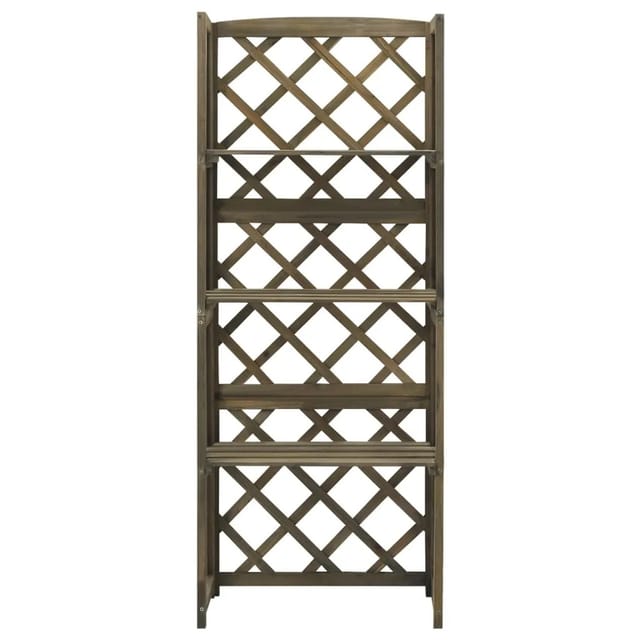 vidaXL Spalier mit Ablagen Grau 55x30x140 cm Massivholz Tanne