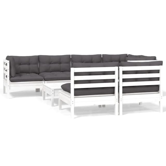 vidaXL 8-tlg Garten-Lounge-Set mit Kissen Weiß Kiefer Massivholz Modell 11