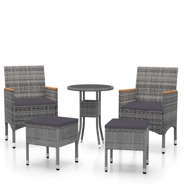 vidaXL 5-tlg Garten-Lounge-Set Poly Rattan Grau Modell 5