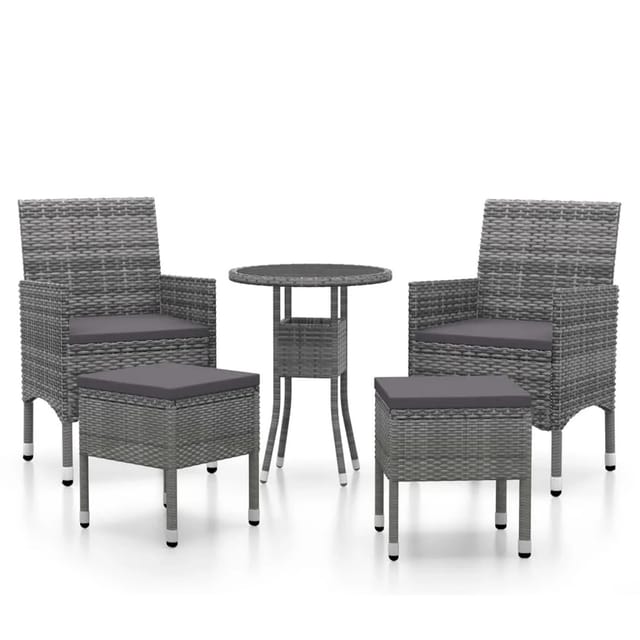 vidaXL 5-tlg Garten-Lounge-Set Poly Rattan Grau Modell 3