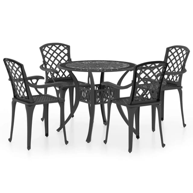 vidaXL 5-tlg Bistro-Set Aluminiumguss Schwarz Modell 5