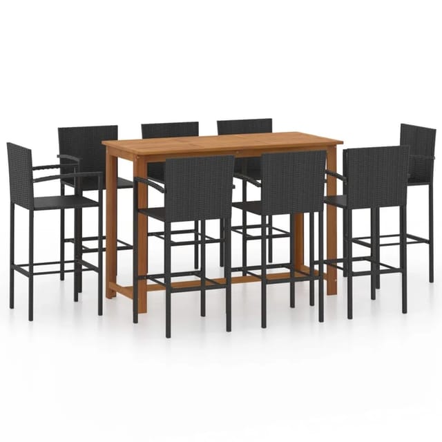 vidaXL 9-tlg Gartenbar-Set Schwarz Modell 99