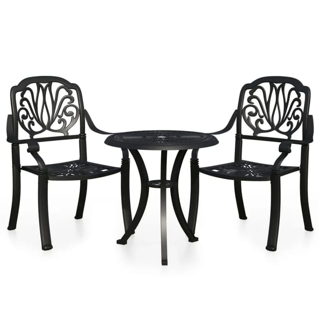 vidaXL 3-tlg Bistro-Set Aluminiumguss Schwarz Modell 1