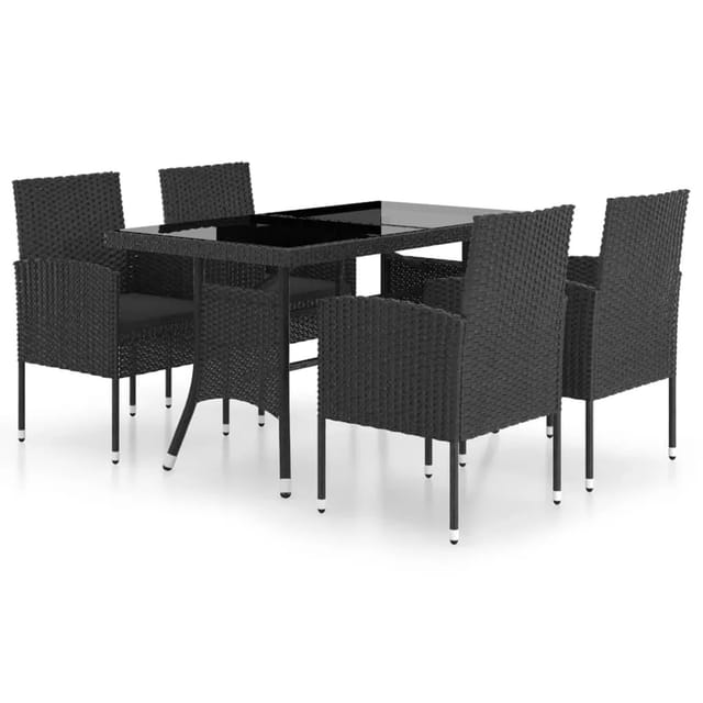 vidaXL 5-tlg Garten-Essgruppe Poly Rattan Schwarz Modell 4