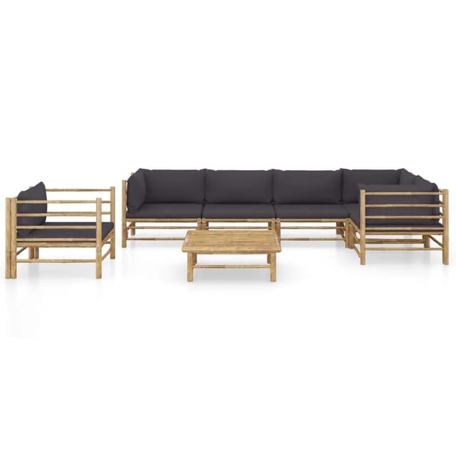 vidaXL 7-tlg Garten-Lounge-Set mit Dunkelgrauen Kissen Bambus Modell 5