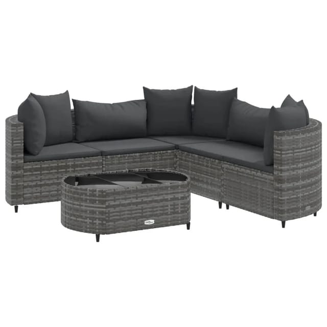 vidaXL 6-tlg Garten-Sofagarnitur mit Kissen Grau Poly Rattan Modell 191