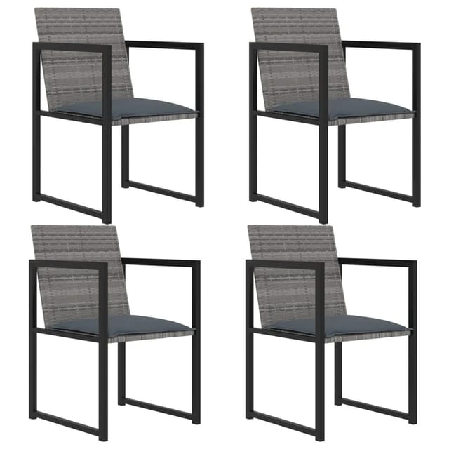 vidaXL 5-tlg Garten-Essgruppe mit Kissen Poly Rattan Grau Modell 2