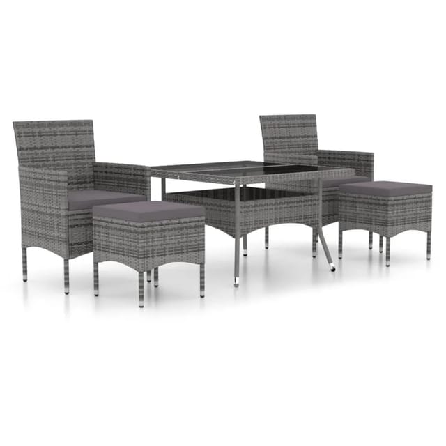 vidaXL 5-tlg Garten-Essgruppe Poly Rattan und Hartglas Grau Modell 3