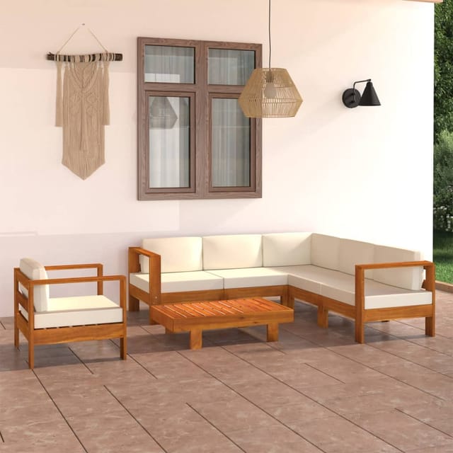 vidaXL 7-tlg Garten-Lounge-Set mit Creme Auflagen Massivholz Akazie Modell 2