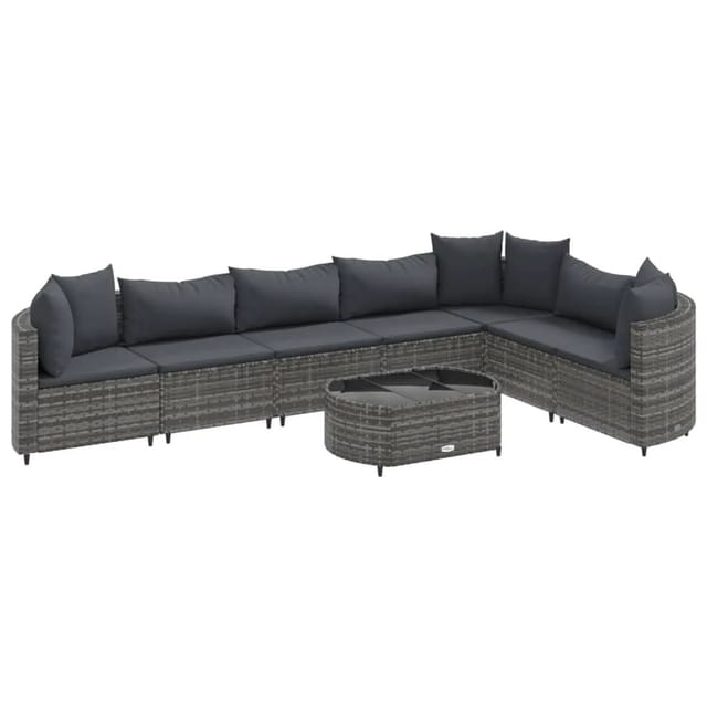 vidaXL 8-tlg Garten-Sofagarnitur mit Kissen Grau Poly Rattan Modell 172
