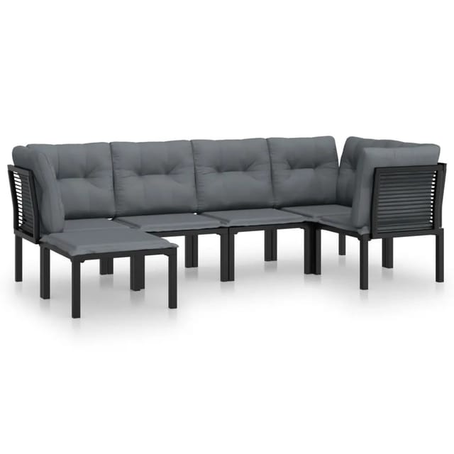 vidaXL 6-tlg Garten-Lounge-Set Schwarz und Grau Poly Rattan Modell 8