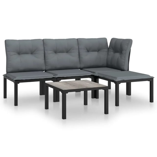 vidaXL 5-tlg Garten-Lounge-Set Schwarz und Grau Poly Rattan Modell 4