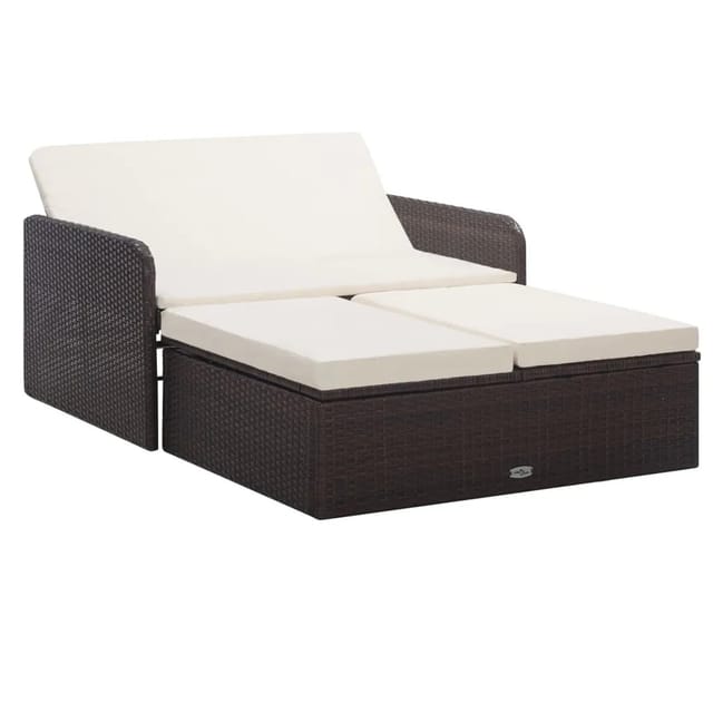 vidaXL 2-tlg Garten-Lounge-Set mit Auflagen Poly Rattan Braun Modell 5