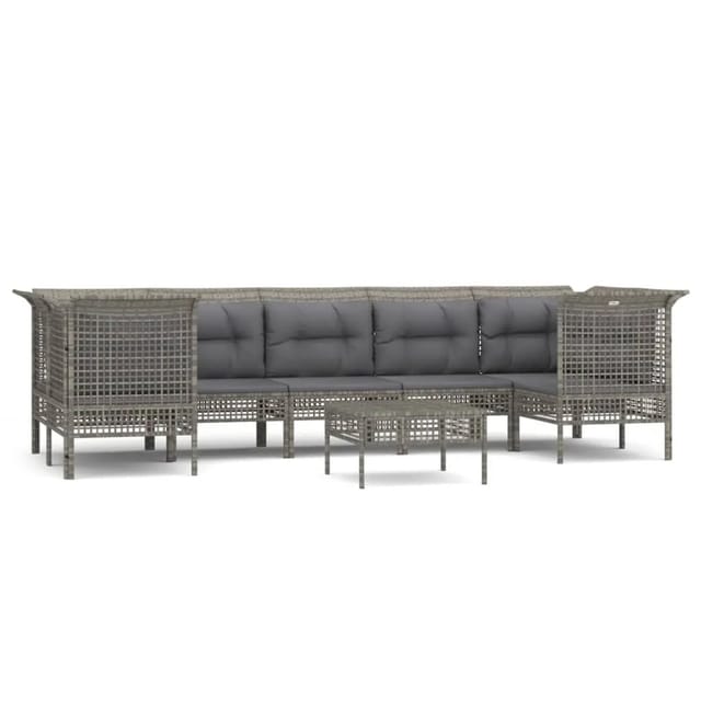 vidaXL 8-tlg Garten-Lounge-Set mit Kissen Grau Poly Rattan Modell 69