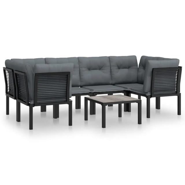 vidaXL 7-tlg Garten-Lounge-Set Schwarz und Grau Poly Rattan Modell 6