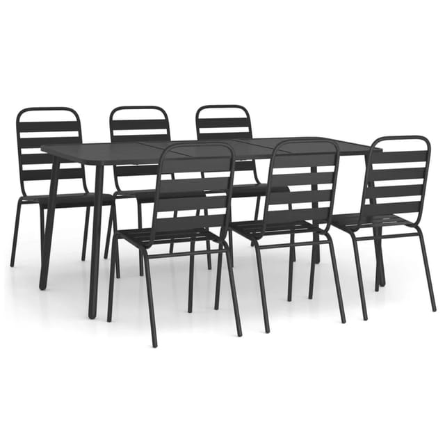 vidaXL 7-tlg Garten-Essgruppe Anthrazit Stahl Modell 9