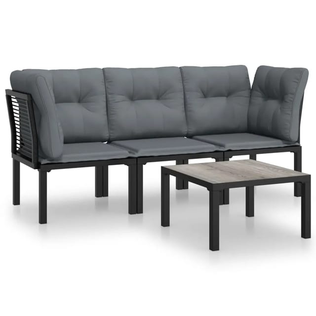 vidaXL 4-tlg Garten-Lounge-Set Schwarz und Grau Poly Rattan Modell 1
