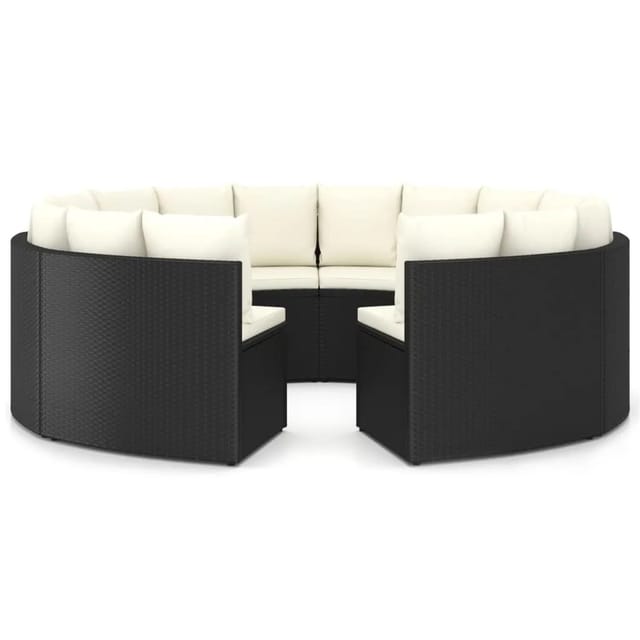 vidaXL 8-tlg Garten-Sofagarnitur mit Auflagen Poly Rattan Schwarz