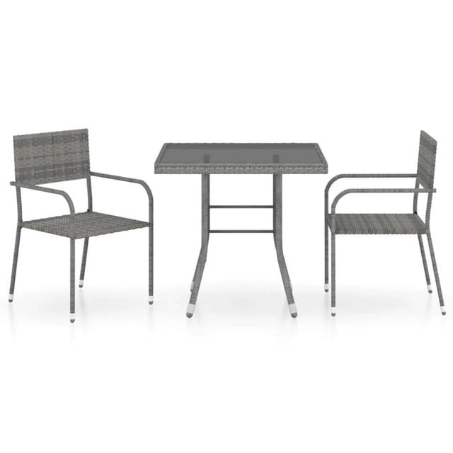 vidaXL 3-tlg Garten-Essgruppe Poly Rattan Anthrazit und Grau