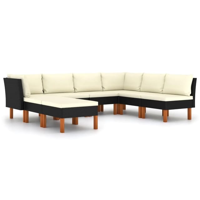 vidaXL 8-tlg Garten-Lounge-Set mit Kissen Poly Rattan Schwarz Modell 3