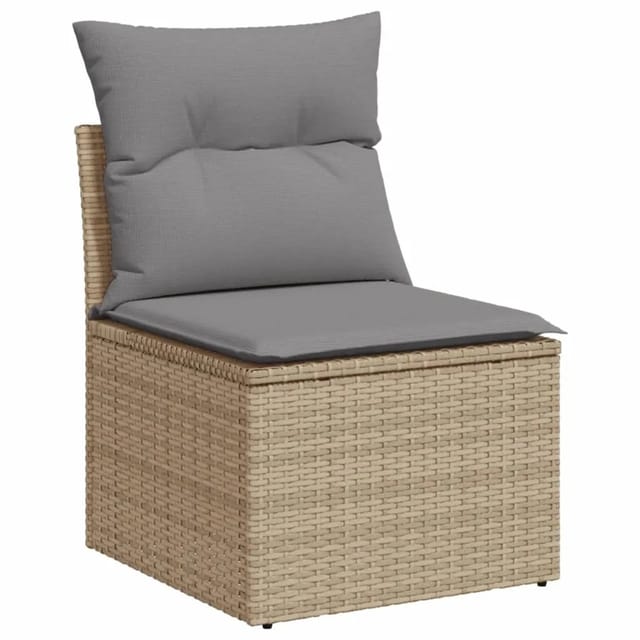 vidaXL 4-tlg Garten-Sofagarnitur mit Kissen Beige Poly Rattan Modell 50