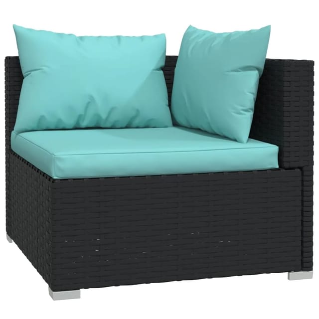 vidaXL 7-tlg Garten-Lounge-Set mit Kissen Schwarz Poly Rattan Modell 7